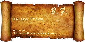 Balikó Frida névjegykártya